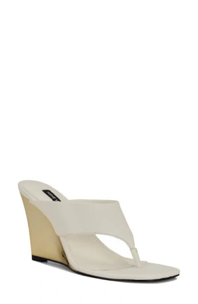 Nine West Presa Wedge Flip Flop In White