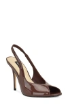 Nine West Pretta Slingback Peep Toe Pump In Burgundy