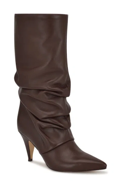 Nine West Primer Slouch Pointed Toe Boot In Dark Brown