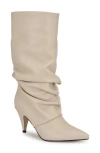 Nine West Primer Slouch Pointed Toe Boot In Cream Leather