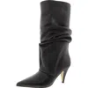 Nine West Primer Womens Leather Slouchy Mid-calf Boots In Black Leather