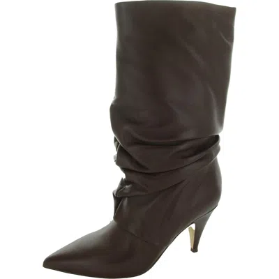 Nine West Primer Womens Leather Slouchy Mid-calf Boots In Brown