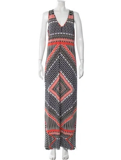 Pre-owned Nine West Printed Long Dress In Multi