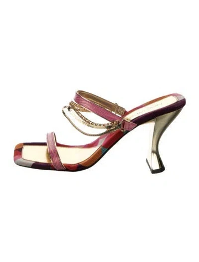 Pre-owned Nine West Printed Sandals In Pink