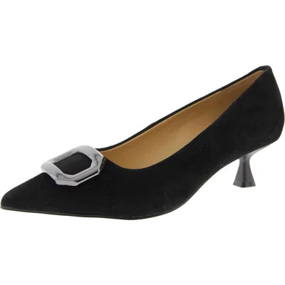 Nine West Propper Womens Buckle Suede Kitten Heels In Black