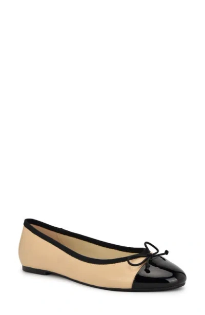 Nine West Prosep Cap Toe Flat In Light Natural