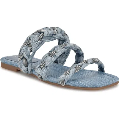 Nine West Qazz Braided Strap Sandal In Light Blue