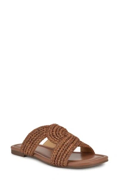 Nine West Quara Slide Sandal In Dark Brown