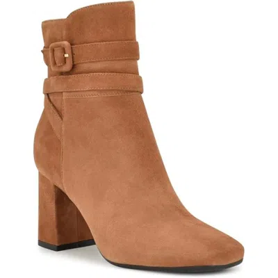 Nine West Quena Boots M Brown Suede Block Heel Dress Bootie Htat726 In Multi