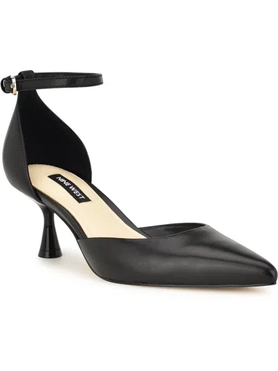 Nine West Racha Womens Leather Ankle Strap Pumps In Black
