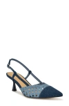 Nine West Railen Pointed Toe Slingback Pump In Medium Blue