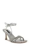 Nine West Raqchel Ankle Wrap Sandal In Silver
