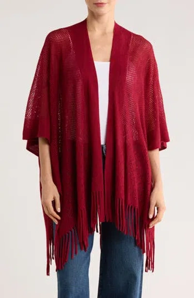 Nine West Raschel Knit Ruana In Red