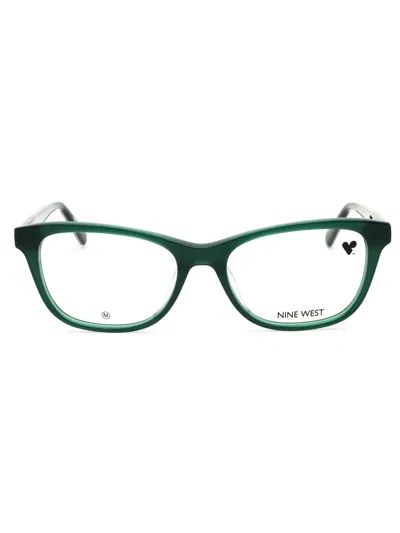 Nine West Rectangular Women's Eyeglasses Nw5227 - Stylish Acetate Frames In Green