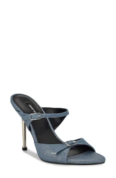 Nine West Reida Stiletto Sandal In Silver Denim