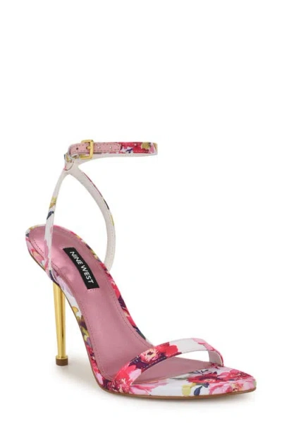 Nine West Reina Ankle Strap Sandal In Pink Tea Party Floral Multi