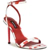 Nine West Women's Reina Almond Toe Stiletto Dress Sandals Women's Shoes In White Heart Red