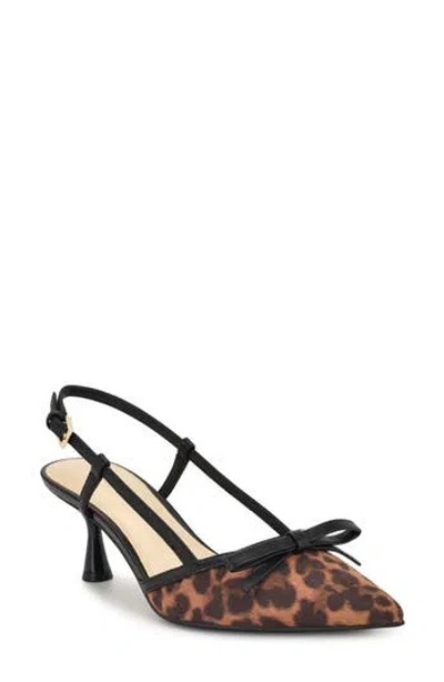 Nine West Reissa Slingback Pointed Toe Pump In Animal Print