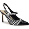 Nine West Rendez Slingback Pointed Cap Toe Mary Jane Pump In Black/white