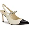 Nine West Rendez Slingback Pointed Cap Toe Mary Jane Pump In Ivory