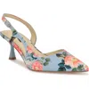 Nine West Renela Pointed Toe Slingback Pump In Blue Floral