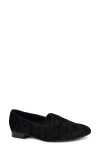 Nine West Renold Womens Block Heel Faux Suede Loafers In Black Velvet
