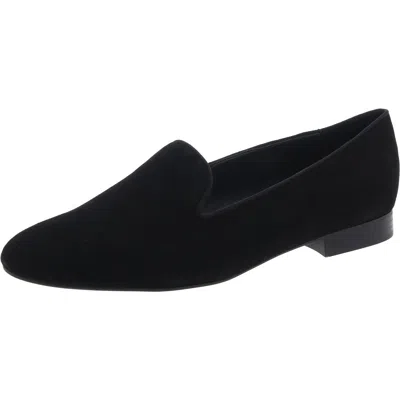 Nine West Renold Womens Block Heel Faux Suede Loafers In Black Velvet
