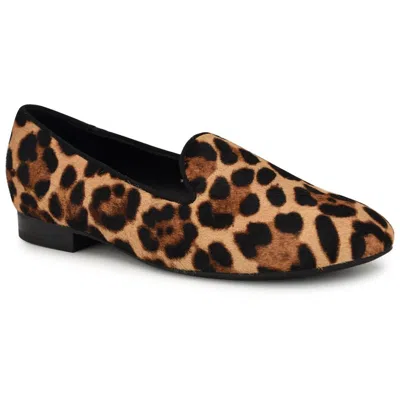 Nine West Renoldch Womens Animal Print Leather Loafers In Leopard