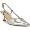 Nine West Rhonda 3 Womens Patent Pointed Toe Slingback Heels In Silver