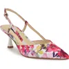 Nine West Wnrhonda2 Womens Floral Print Manmade Slingback Heels In Medium Pink Floral
