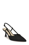 Nine West Rhonda Slingback Pointed Toe Kitten Heel Pump In Black Denim