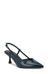 Nine West Rhonda Slingback Pointed Toe Kitten Heel Pump In Blue