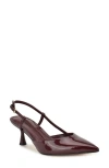 Nine West Rhonda Slingback Pointed Toe Kitten Heel Pump In Burgundy