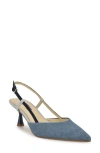Nine West Women's Rhonda Tapered Heel Slingback Pumps In Blue Denim
