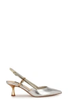 Nine West Rhonda Slingback Pointed Toe Kitten Heel Pump In Silver