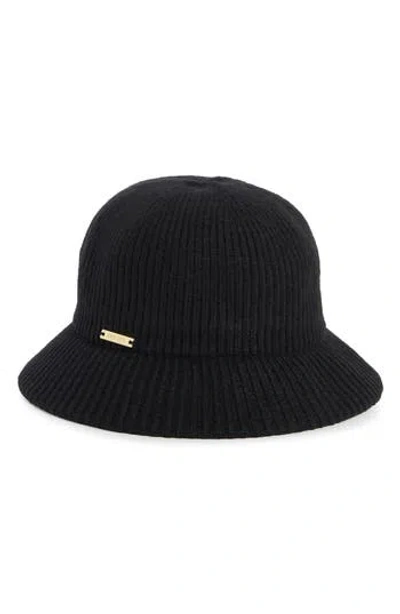 Nine West Rib Knit Cloche Chenille Cloche In Black