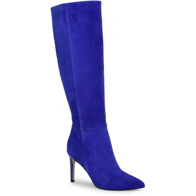 Nine West Richy Womens Leather Dressy Knee-high Boots In Blue