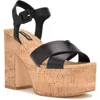 Nine West Rilay3 Womens Block Heel Man Made Platform Sandals In Black