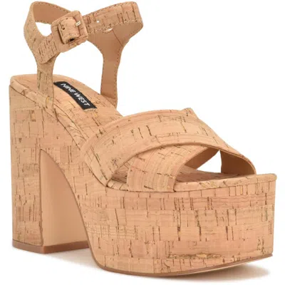 Nine West Rilay5 Womens Laceless Man Made Platform Sandals In Brown