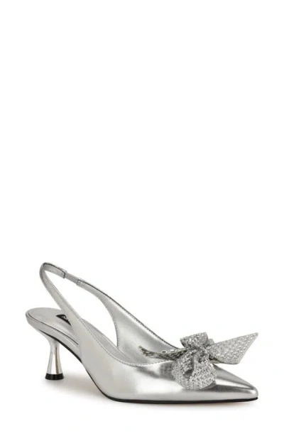 Nine West Rills Pointed Toe Slingback Pump In Silver