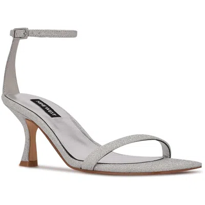 Nine West Ripe3 Womens Open Toe Ankle Strap Pumps In Silver