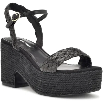 Nine West Rivva Womens Woven Ankle Heels In Black