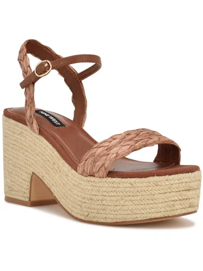 Nine West Rivva Womens Woven Ankle Heels In Brown
