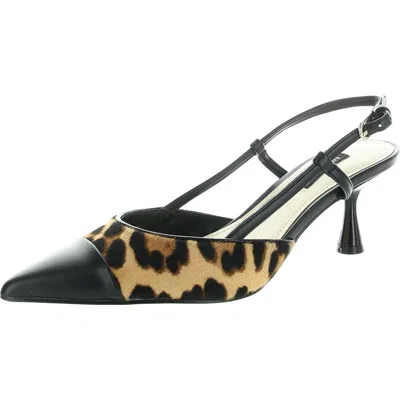 Nine West Rizzy Womens Animal Print Leather Slingback Heels