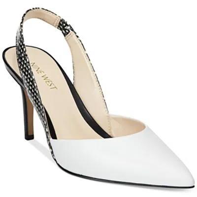 Nine West Rollover Womens Leather Pointed Toe Pumps In Multi