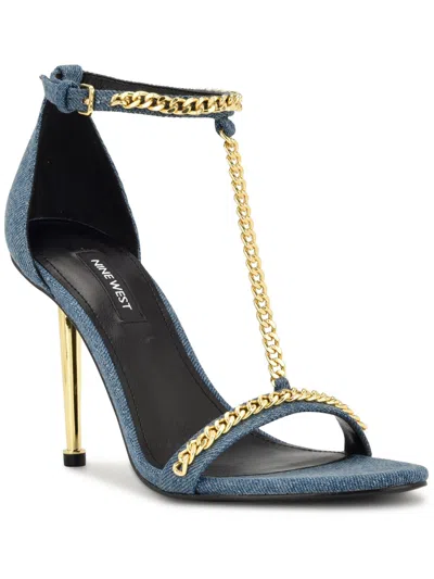 Nine West Ropes Womens Denim Chain Heels In Blue