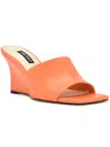 Nine West Rovah Womens Faux Leather Slip-on Slide Sandals In Orange