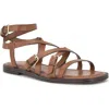Nine West Rulen3 Womens Buckle Faux Leather Strappy Sandals In Medium Brown