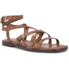 Nine West Rulen3 Womens Buckle Faux Leather Strappy Sandals In Medium Brown