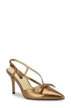 Nine West Womens Metallic Faux Leather Slingback Heels In Bronze